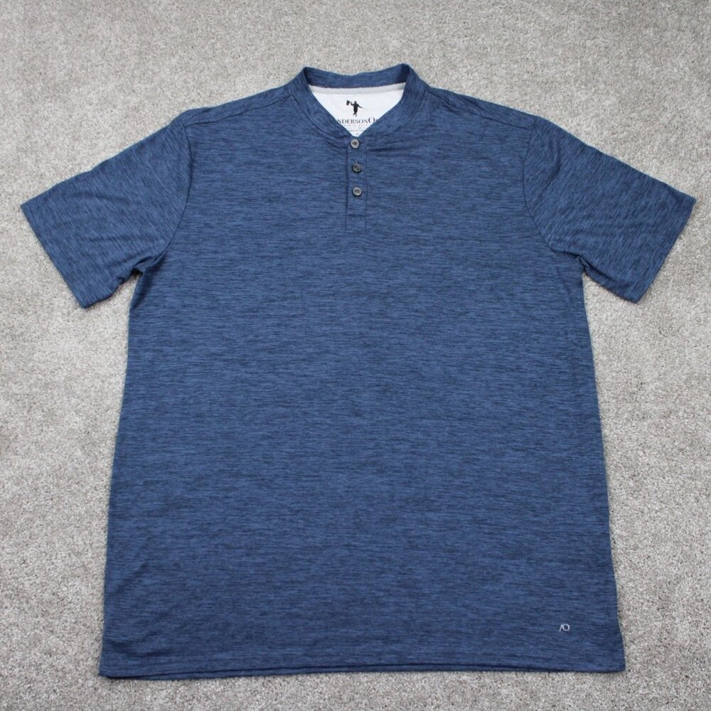 Anderson Ord Henley Shirt Men XL Blue Performance Golf Poly Stretch S/S Pullover